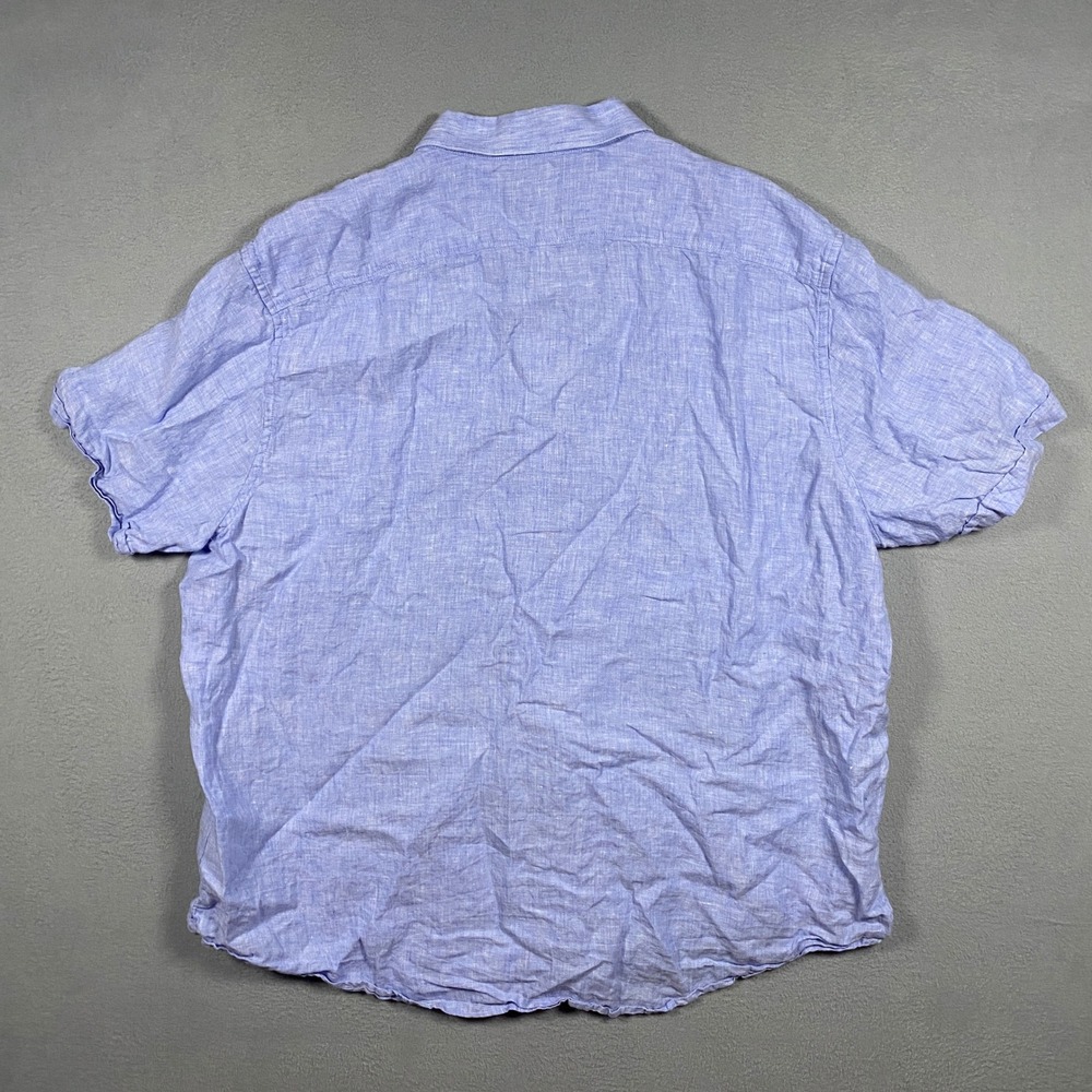 Baird McNutt Murano Button Down Shirt Mens XXL‎ Blue Irish Linen Short Sleeve - Picture 2 of 6